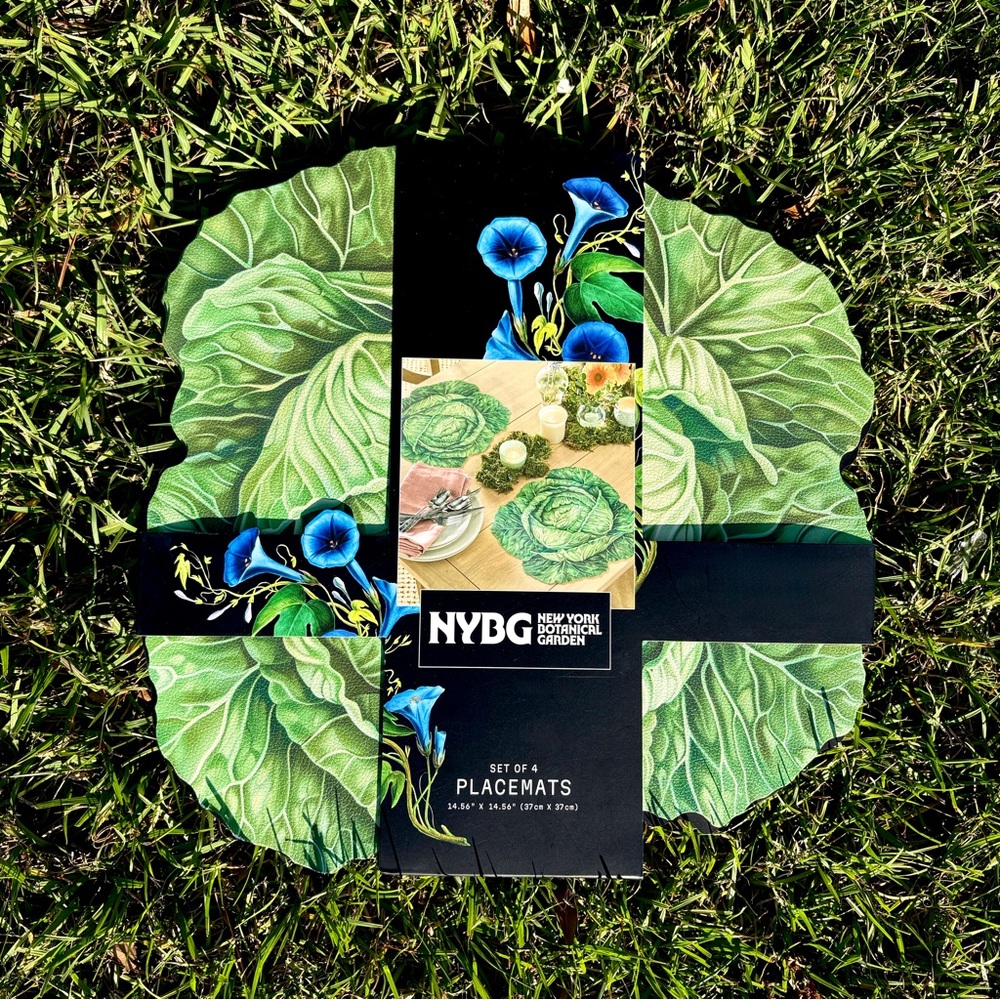 NYBG Green Cabbage Vegetable Placemat Pack Wipeable Easter St. Patrick’s Decor